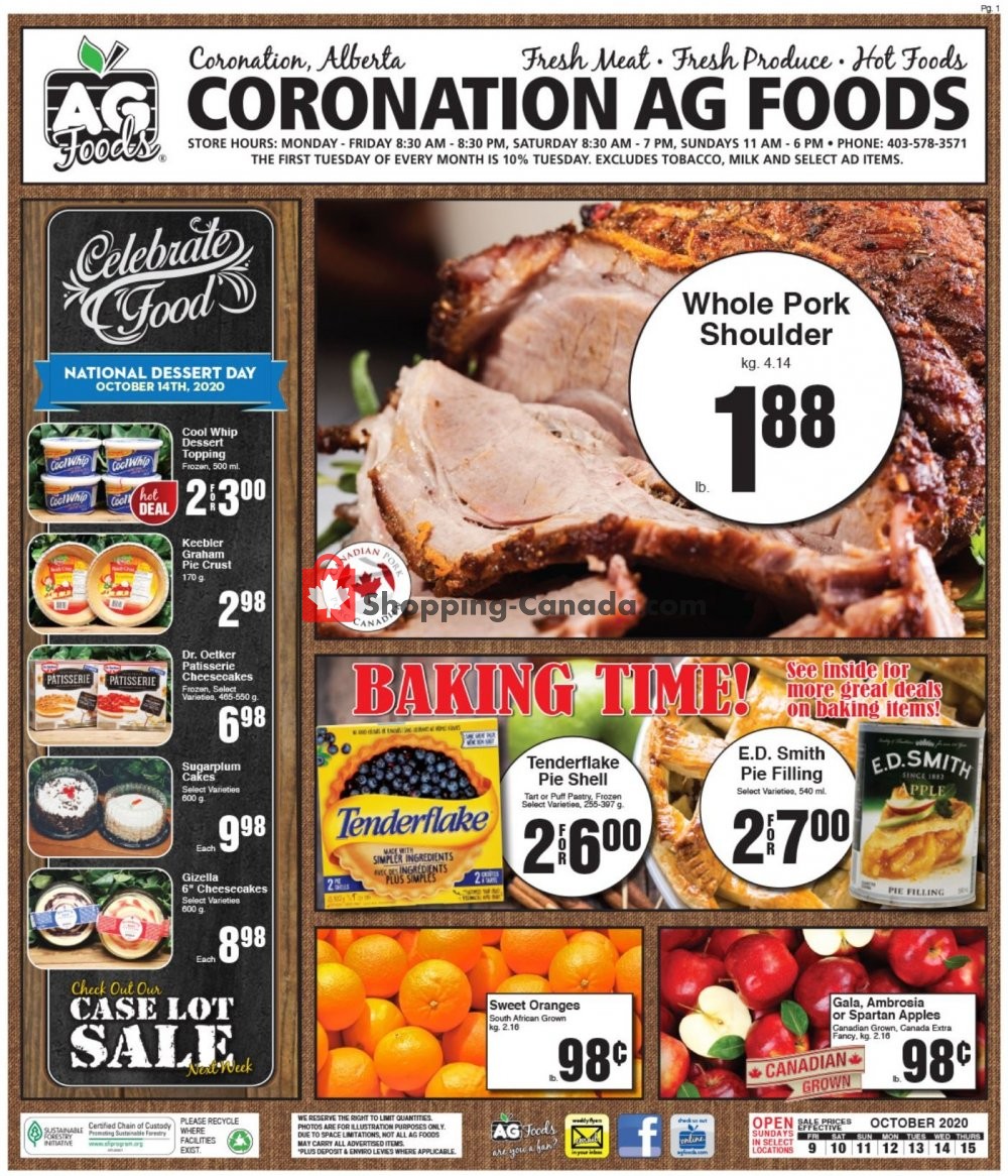 AG Foods flyer from Friday October 9, 2020 to Thursday October 15, 2020 - page 1