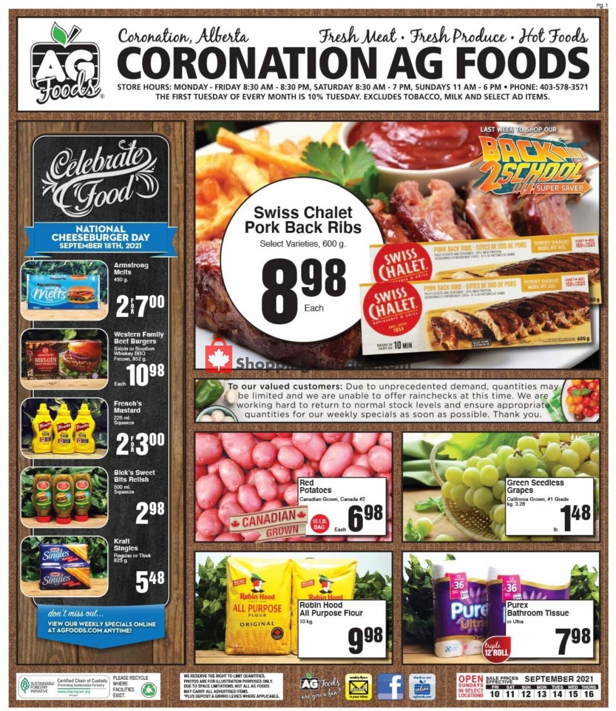 AG Foods flyer from Friday September 10, 2021 to Thursday September 16, 2021 - page 1