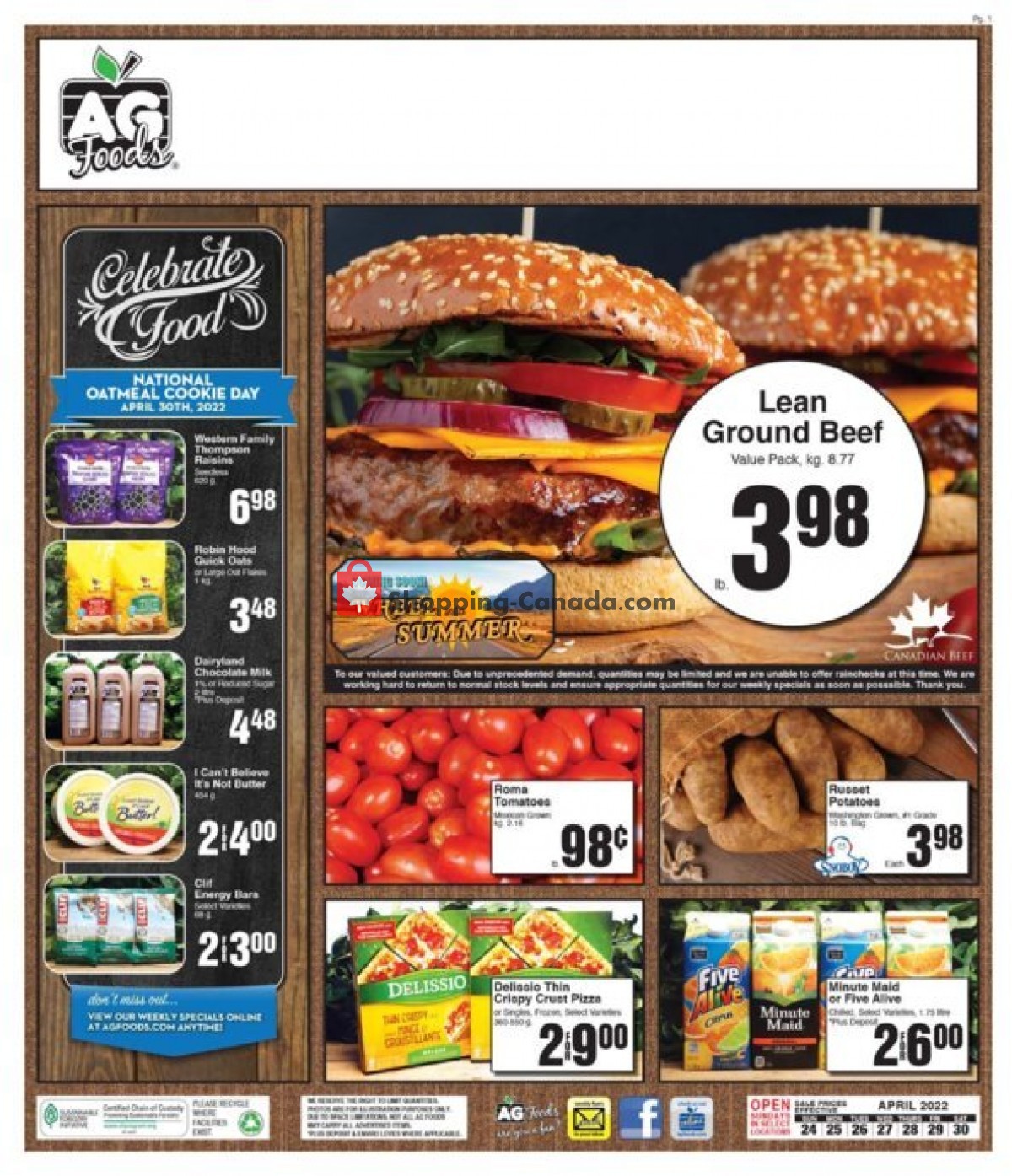 AG Foods Canada, flyer (Celebrate Food Cut Knife SK) April 24