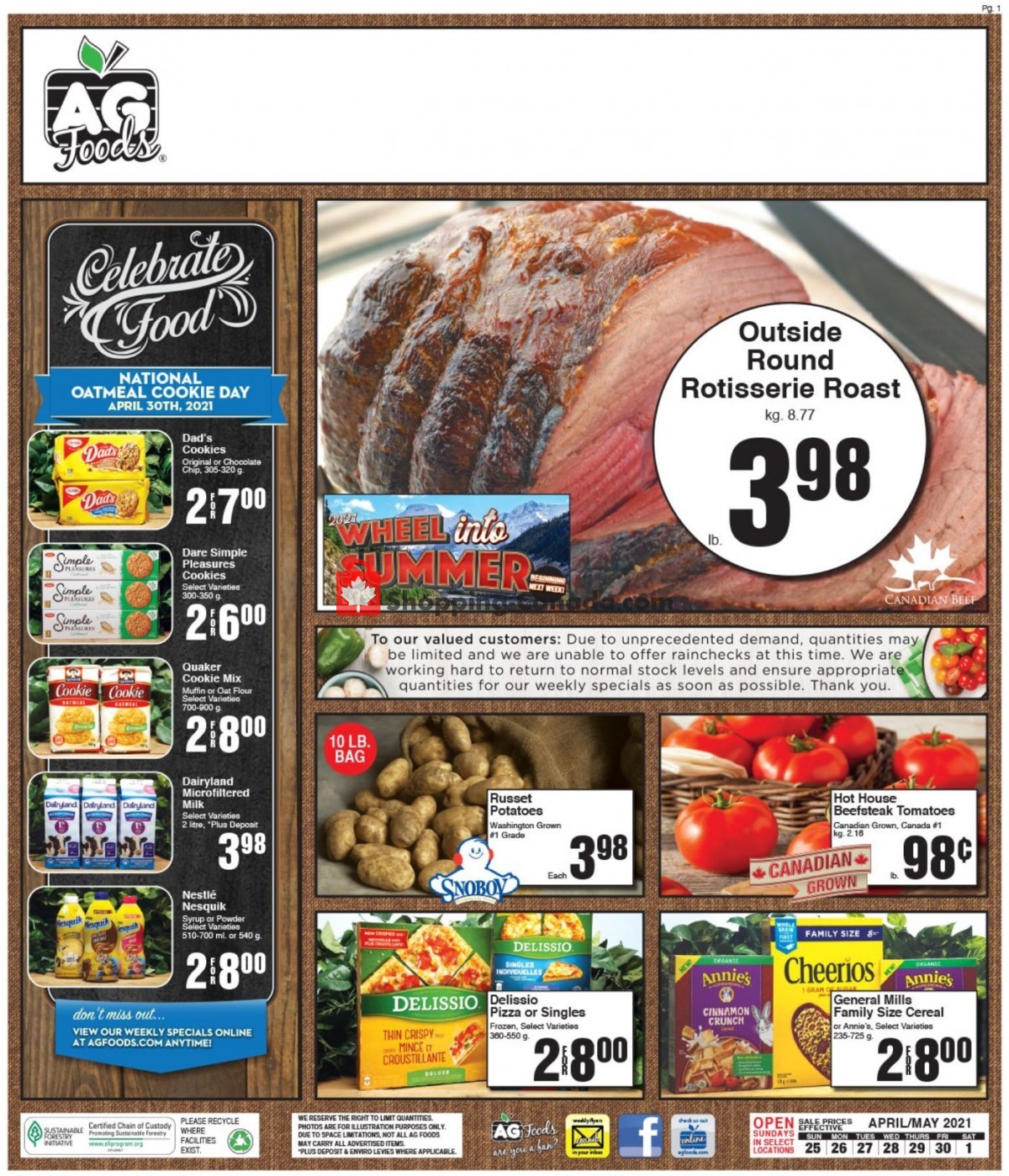 AG Foods flyer from Sunday April 25, 2021 to Saturday May 1, 2021 - page 1