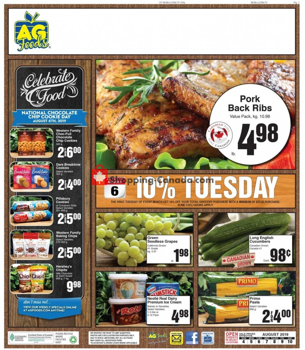 AG Foods flyer from Sunday August 4, 2019 to Saturday August 10, 2019 - page 1