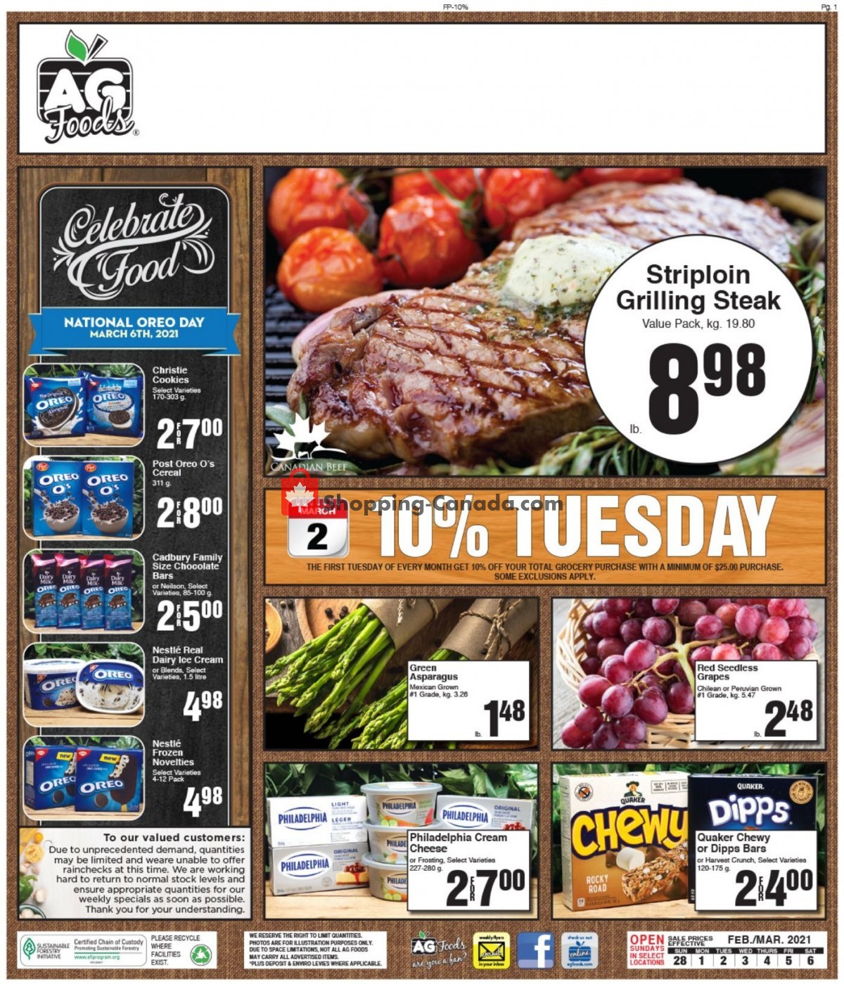 AG Foods flyer from Sunday February 28, 2021 to Saturday March 6, 2021 - page 1