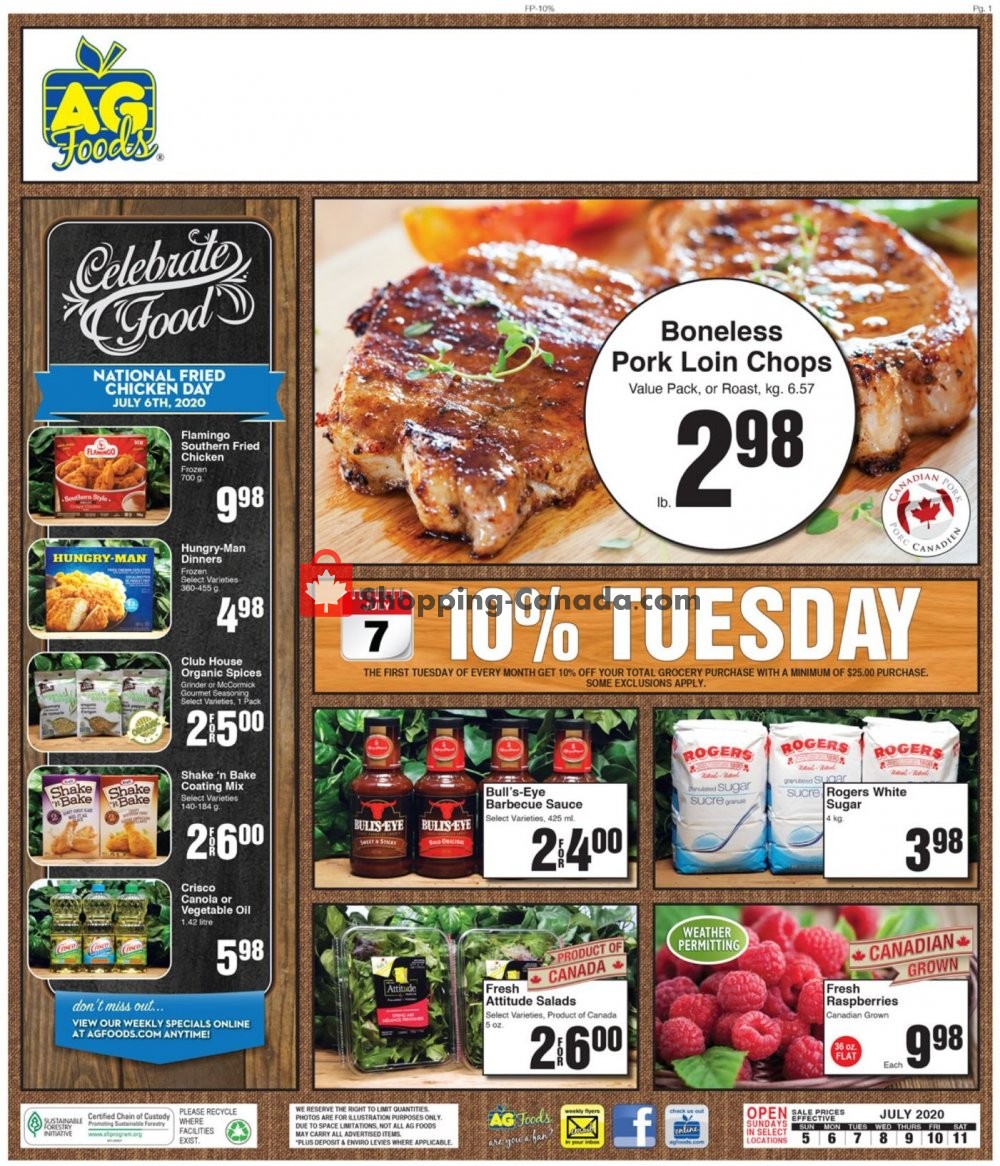 AG Foods flyer from Sunday July 5, 2020 to Saturday July 11, 2020 - page 1