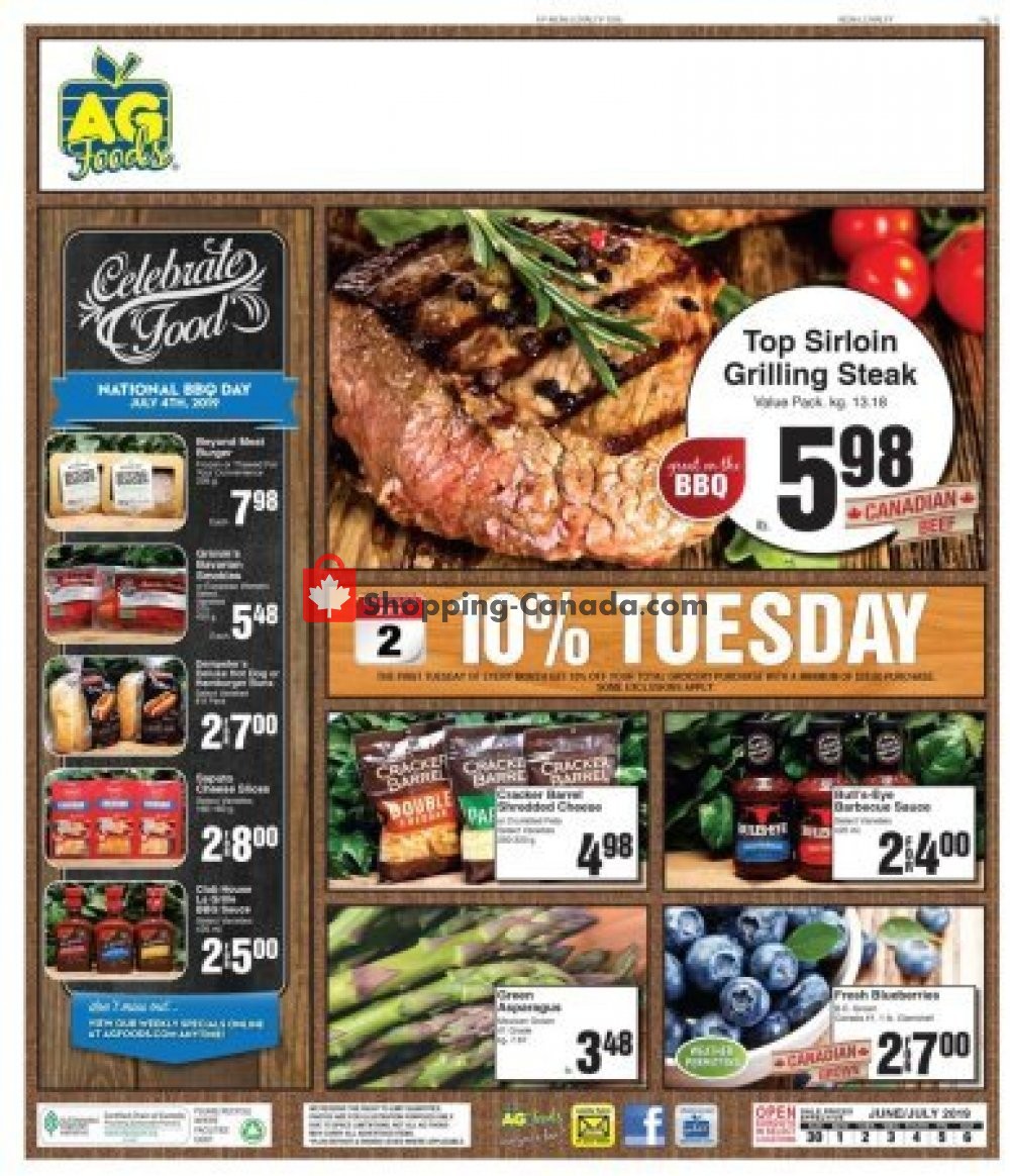 AG Foods flyer from Sunday June 30, 2019 to Saturday July 6, 2019 - page 1