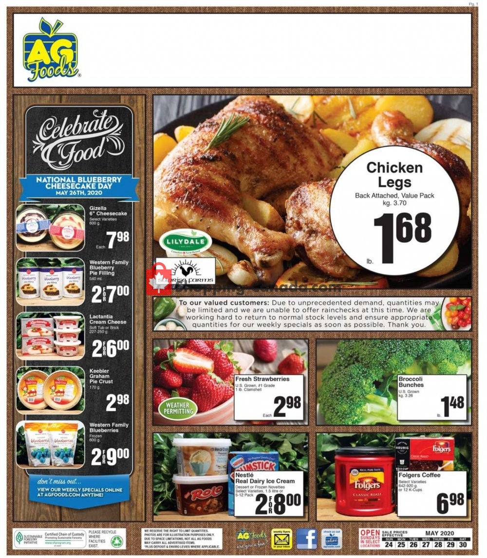 AG Foods flyer from Sunday May 24, 2020 to Saturday May 30, 2020 - page 1