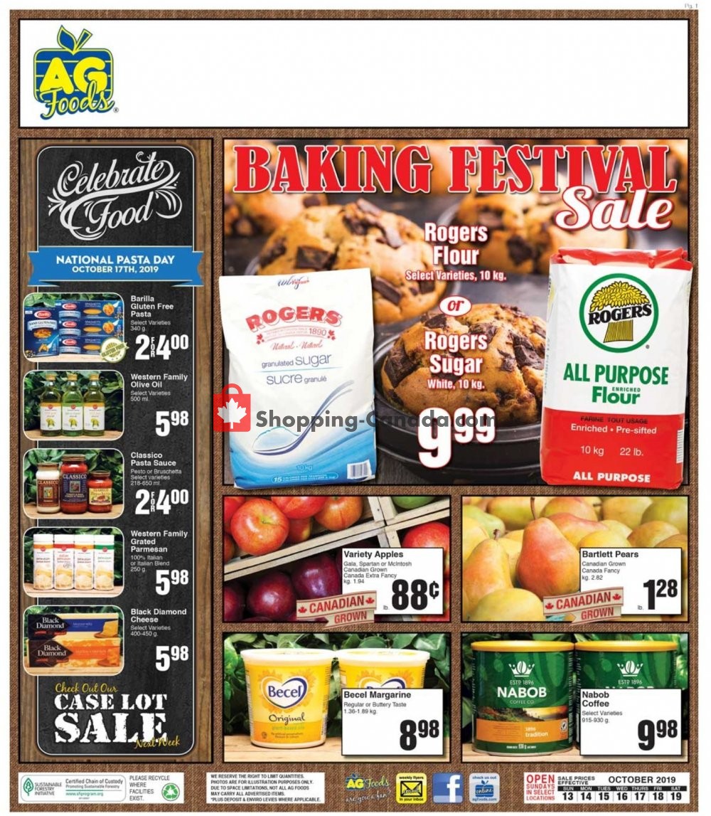 AG Foods flyer from Sunday October 13, 2019 to Saturday October 19, 2019 - page 1