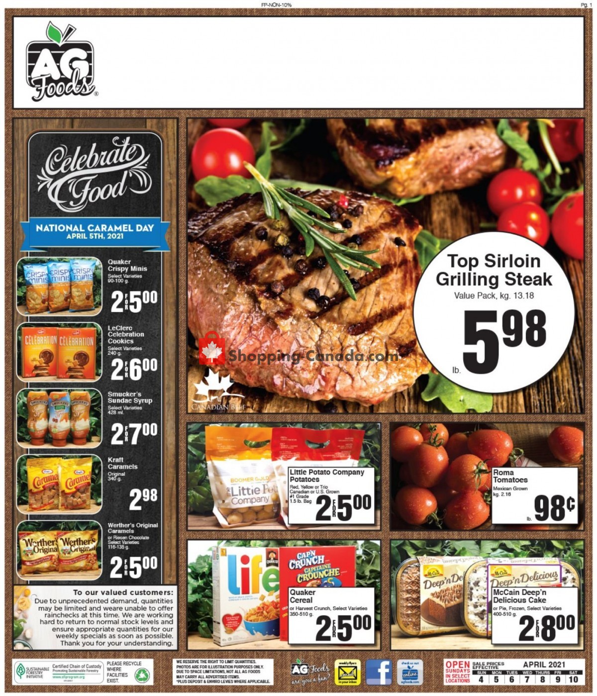 AG Foods flyer from Sunday April 4, 2021 to Saturday April 10, 2021 - page 1