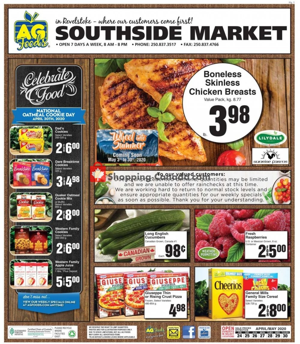 AG Foods flyer from Friday April 24, 2020 to Thursday April 30, 2020 - page 1