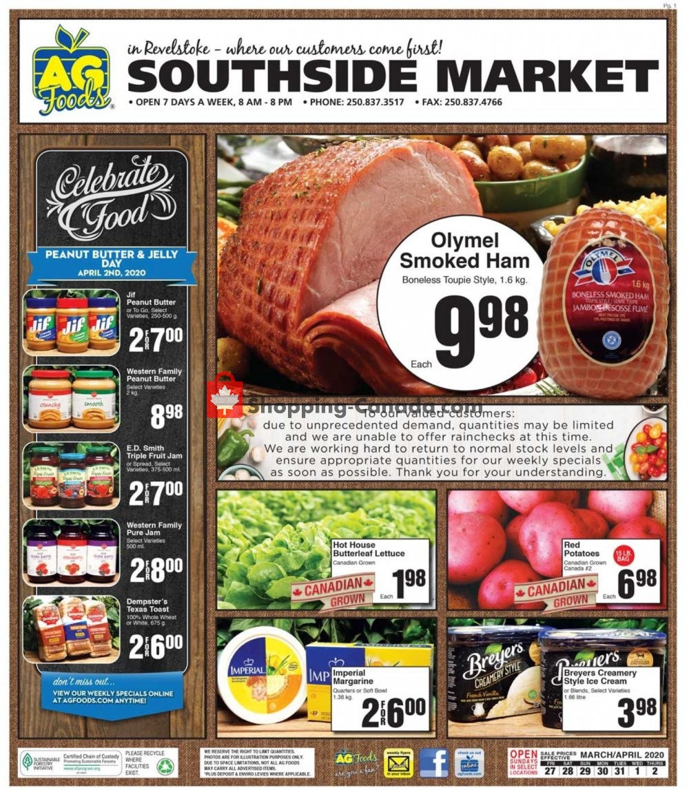 AG Foods flyer from Friday March 27, 2020 to Thursday April 2, 2020 - page 1