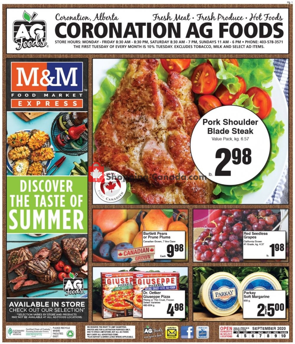 AG Foods Canada, flyer (Discover The Taste Off Summer Coronation