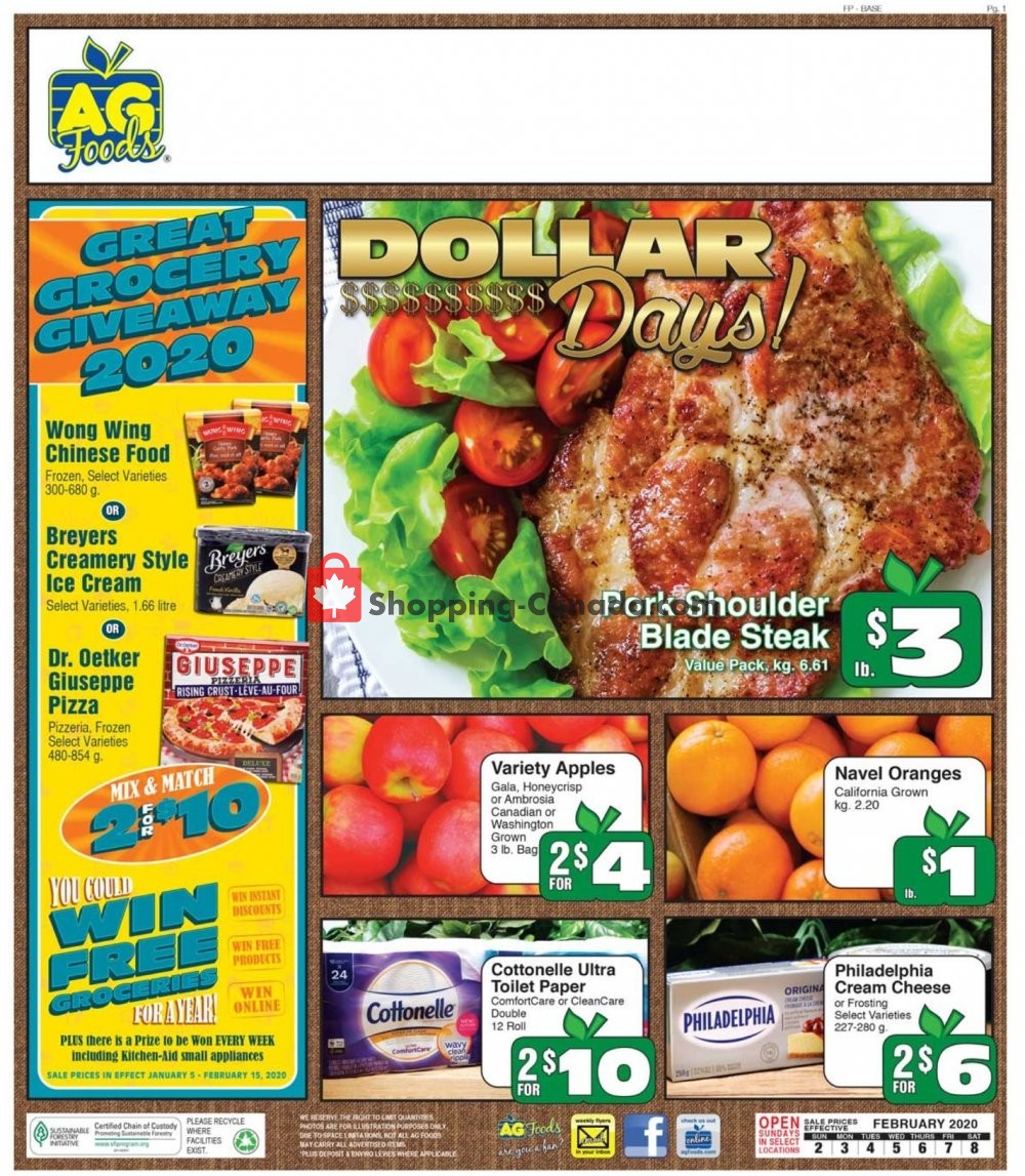 AG Foods flyer from Sunday February 2, 2020 to Saturday February 8, 2020 - page 1