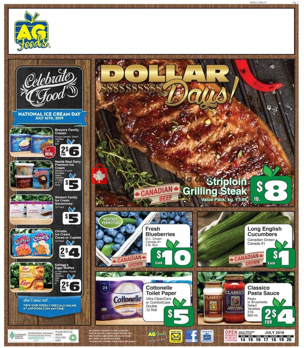 AG Foods flyer from Sunday July 14, 2019 to Saturday July 20, 2019 - page 1