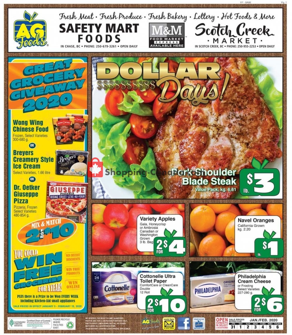 AG Foods flyer from Friday January 31, 2020 to Thursday February 6, 2020 - page 1