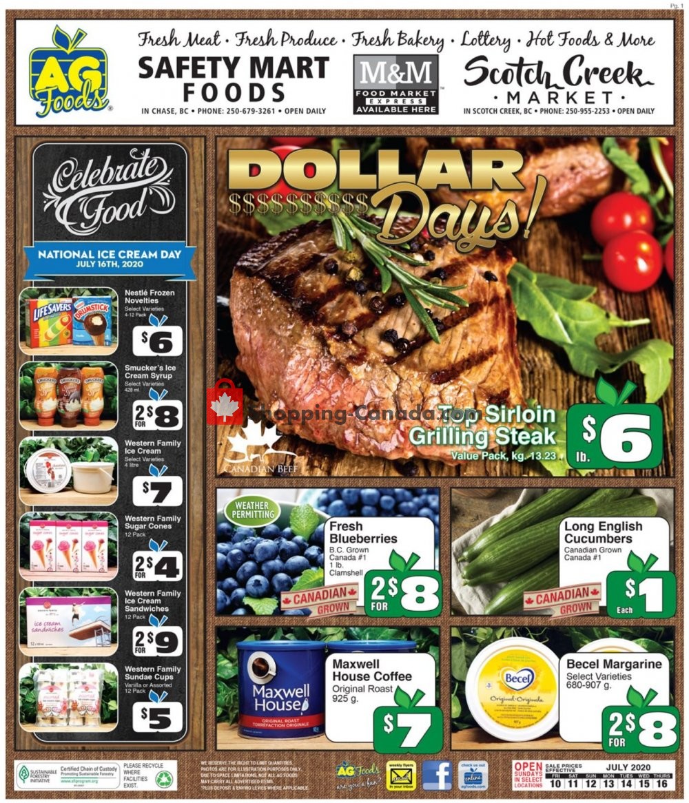 AG Foods flyer from Friday July 10, 2020 to Thursday July 16, 2020 - page 1