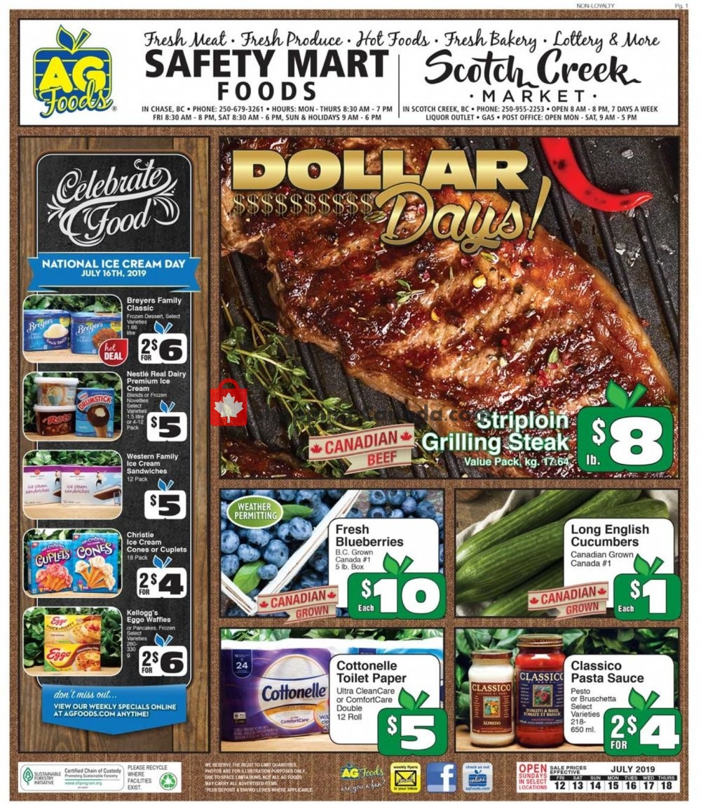 AG Foods flyer from Friday July 12, 2019 to Thursday July 18, 2019 - page 1