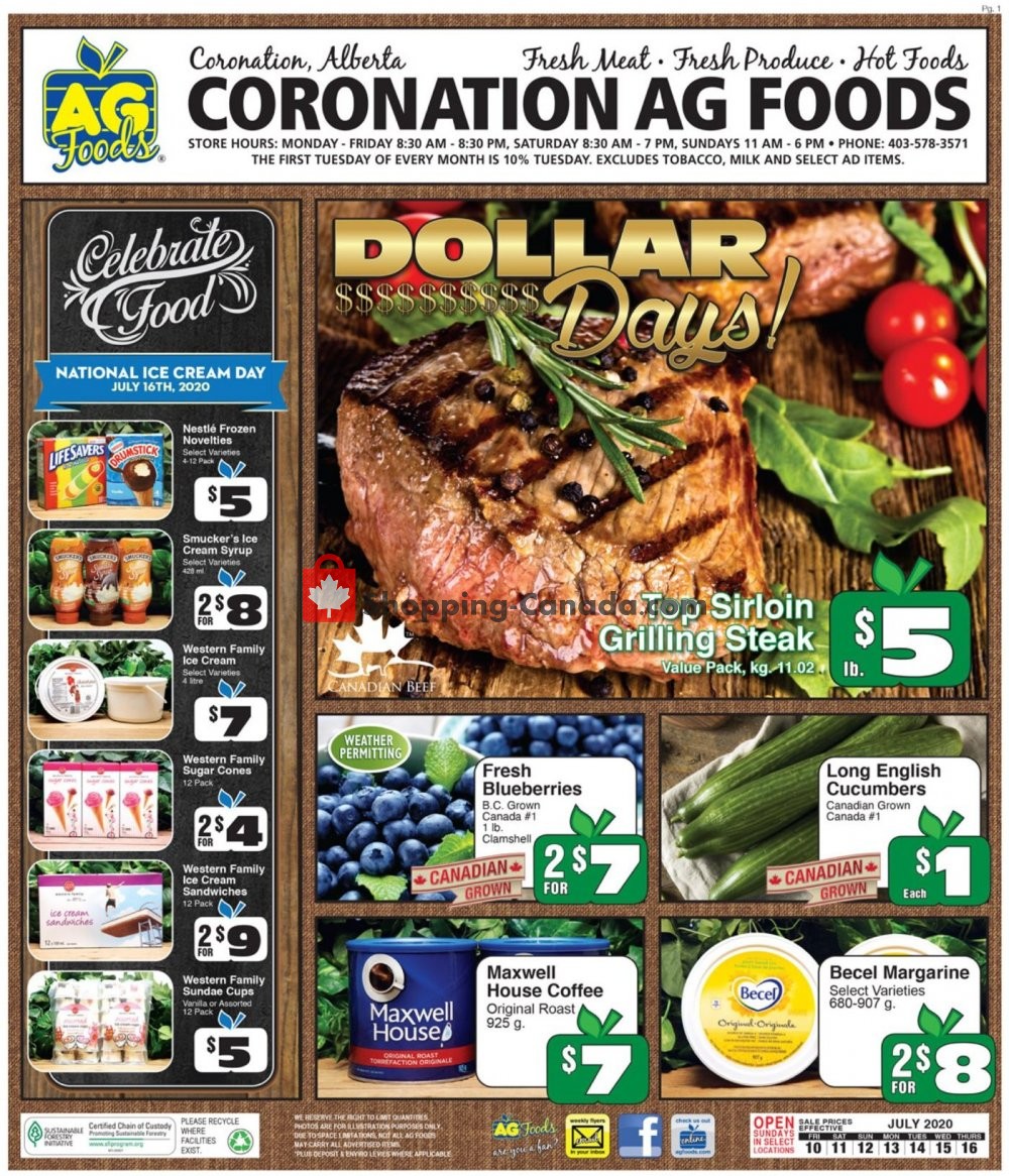 AG Foods flyer from Friday July 10, 2020 to Thursday July 16, 2020 - page 1