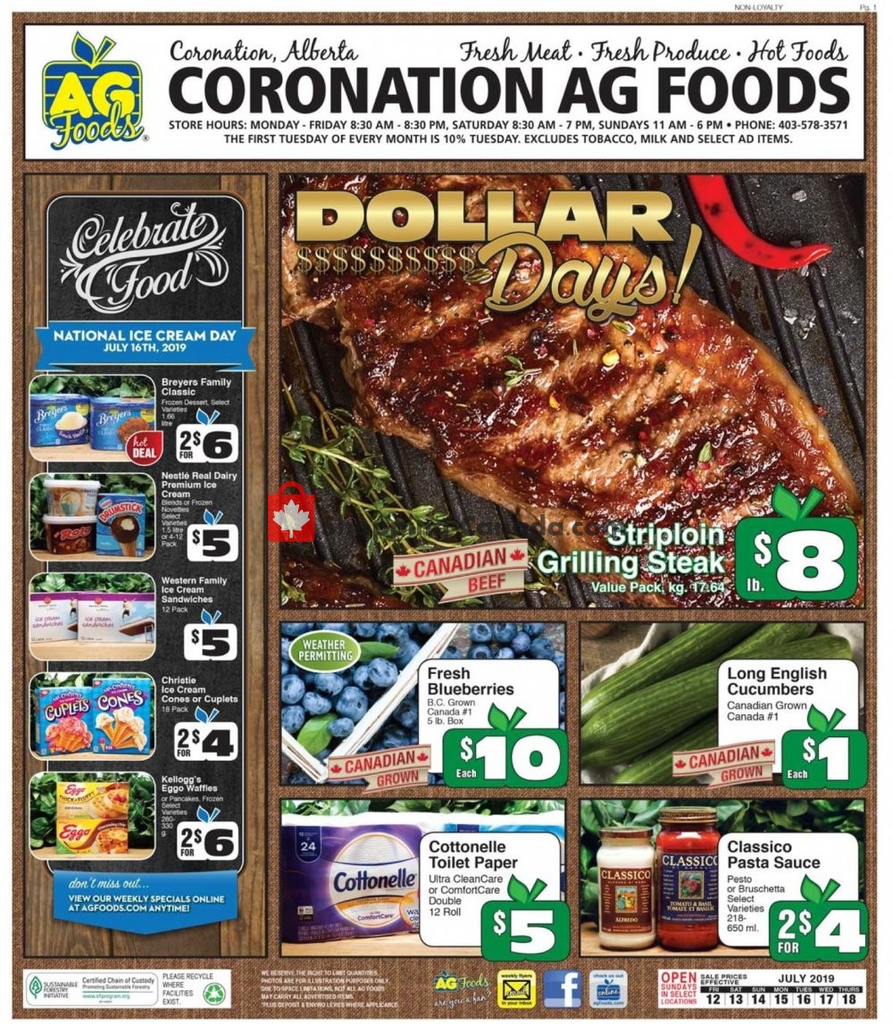 AG Foods flyer from Friday July 12, 2019 to Thursday July 18, 2019 - page 1