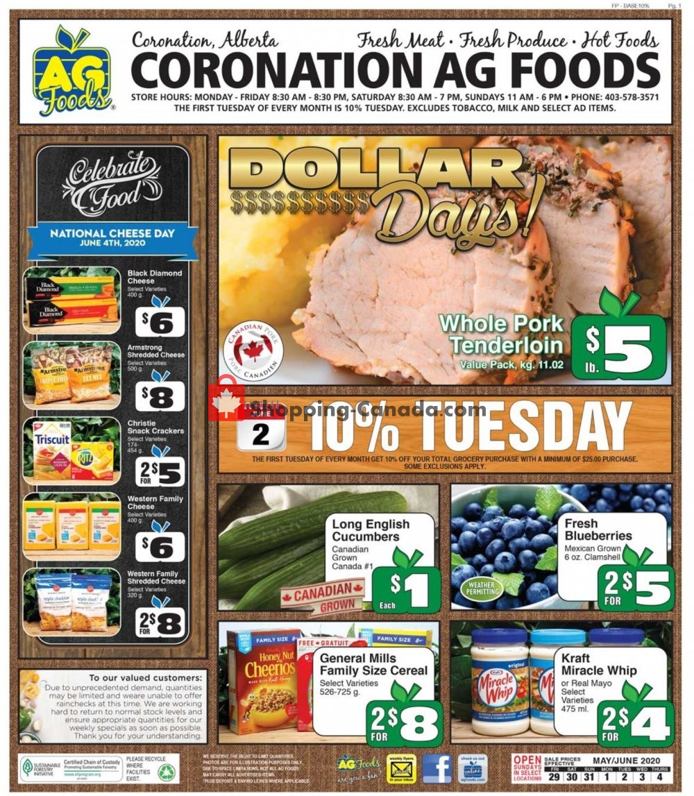 AG Foods flyer from Friday May 29, 2020 to Thursday June 4, 2020 - page 1