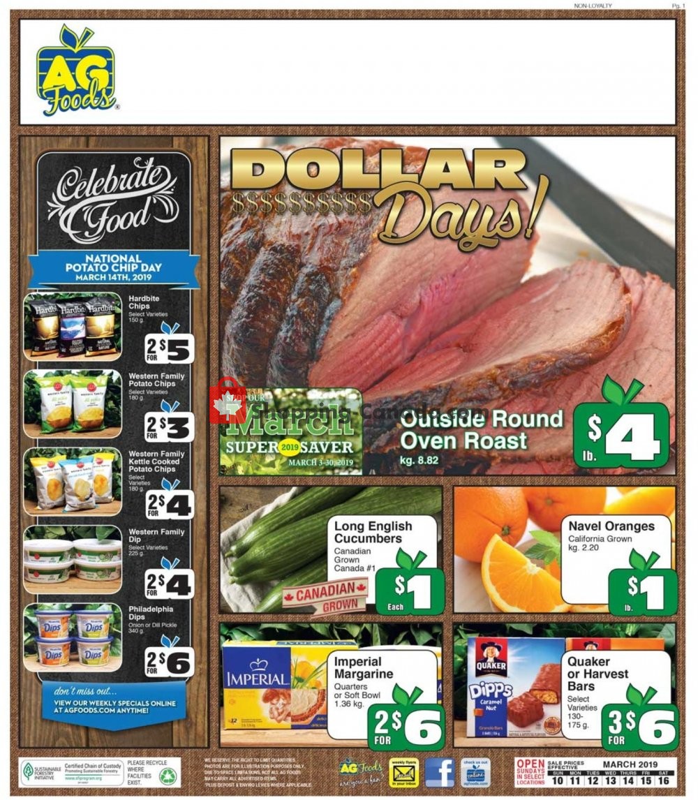 AG Foods flyer from Sunday March 10, 2019 to Saturday March 16, 2019 - page 1
