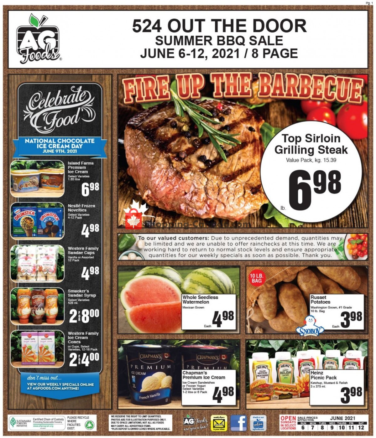 AG Foods flyer from Sunday June 6, 2021 to Saturday June 12, 2021 - page 1