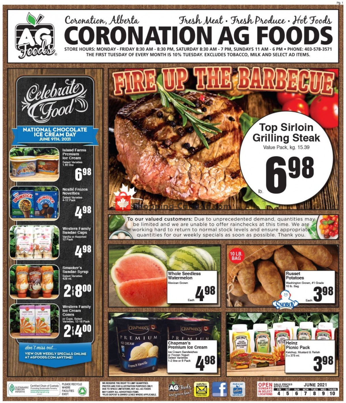 AG Foods flyer from Friday June 4, 2021 to Thursday June 10, 2021 - page 1