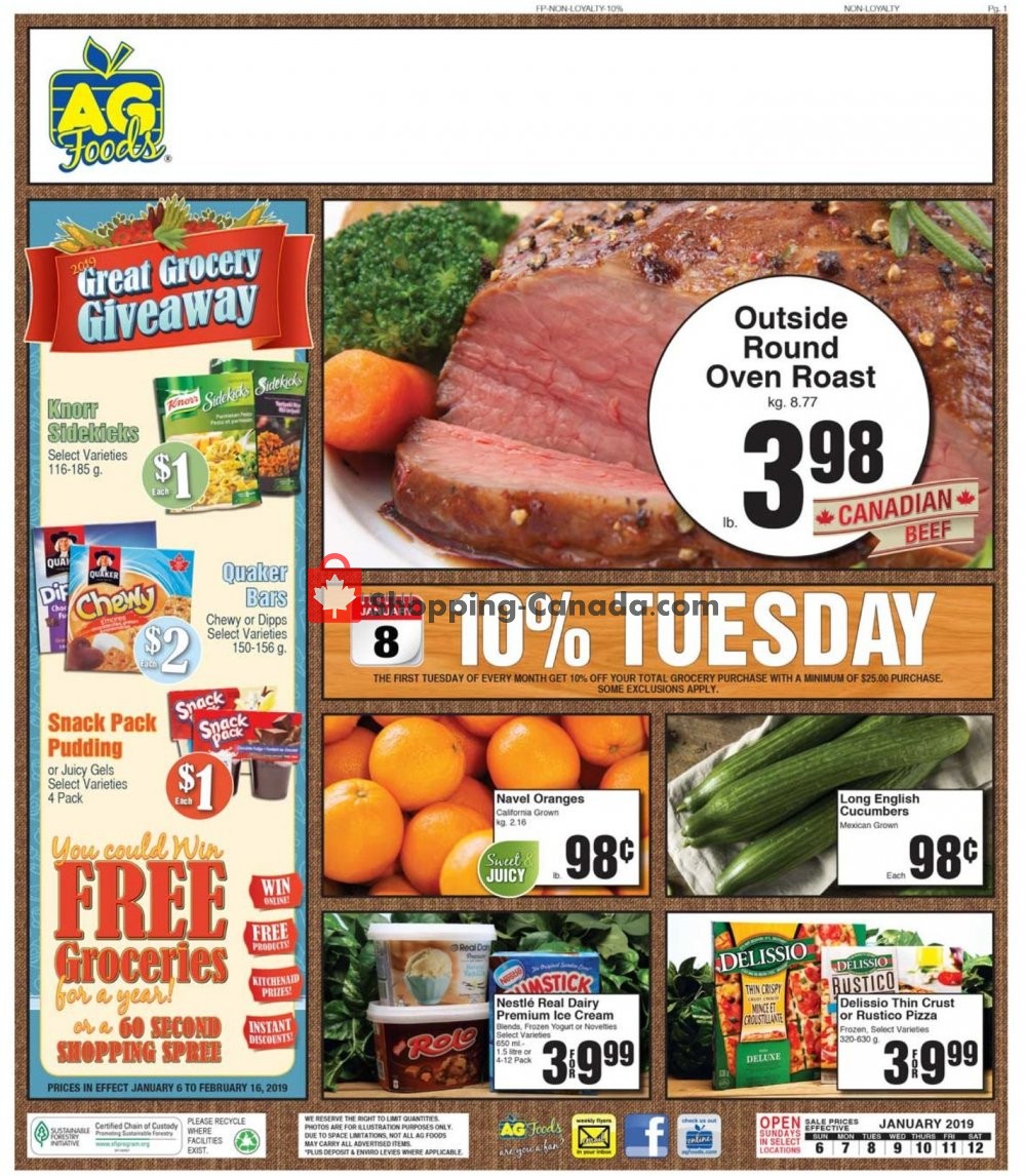 AG Foods flyer from Sunday January 6, 2019 to Saturday January 12, 2019 - page 1