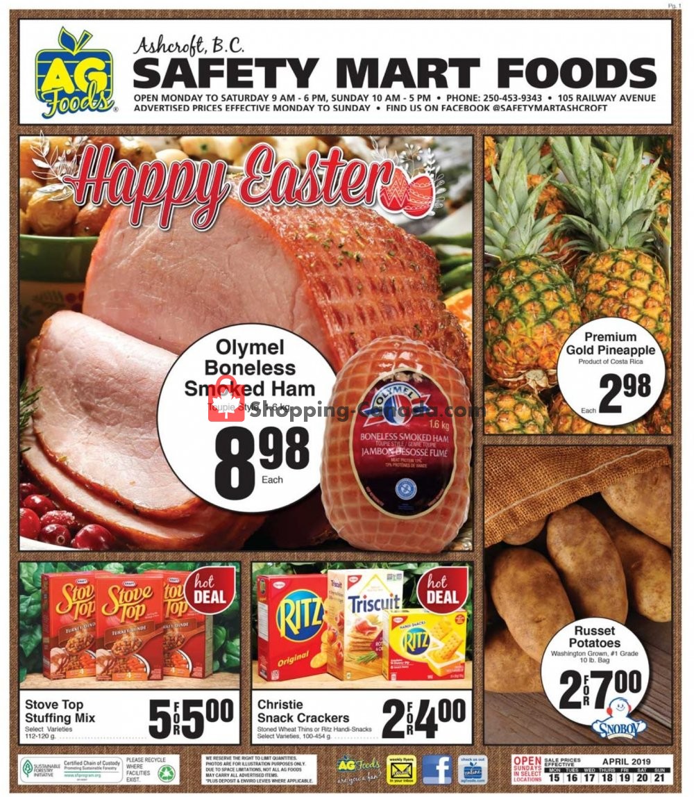 AG Foods flyer from Monday April 15, 2019 to Sunday April 21, 2019 - page 1