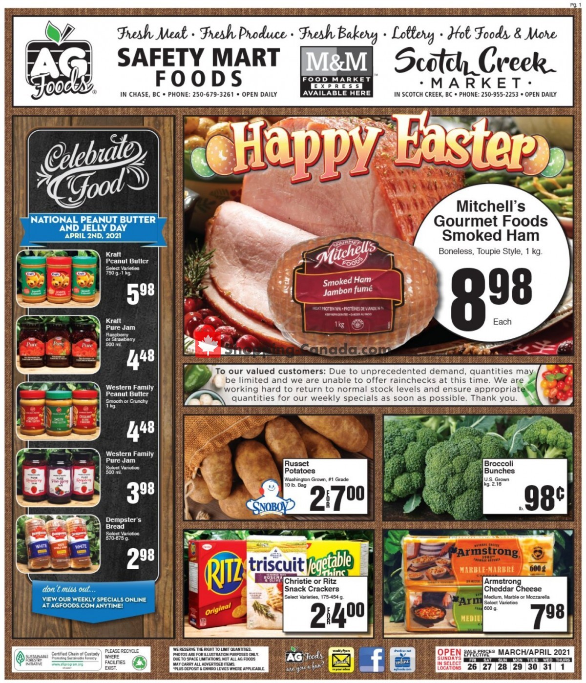 AG Foods flyer from Friday March 26, 2021 to Thursday April 1, 2021 - page 1