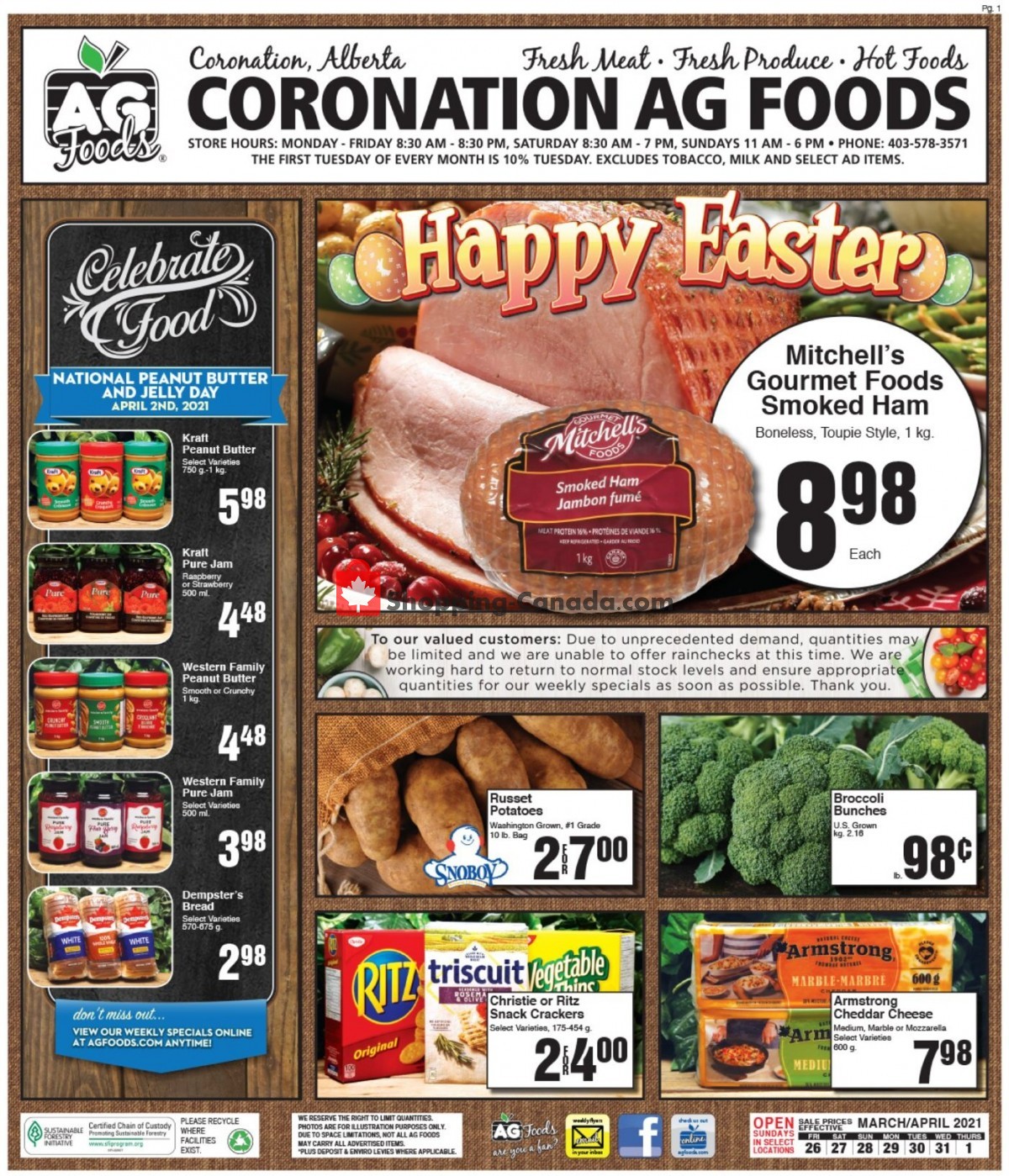 AG Foods flyer from Friday March 26, 2021 to Thursday April 1, 2021 - page 1