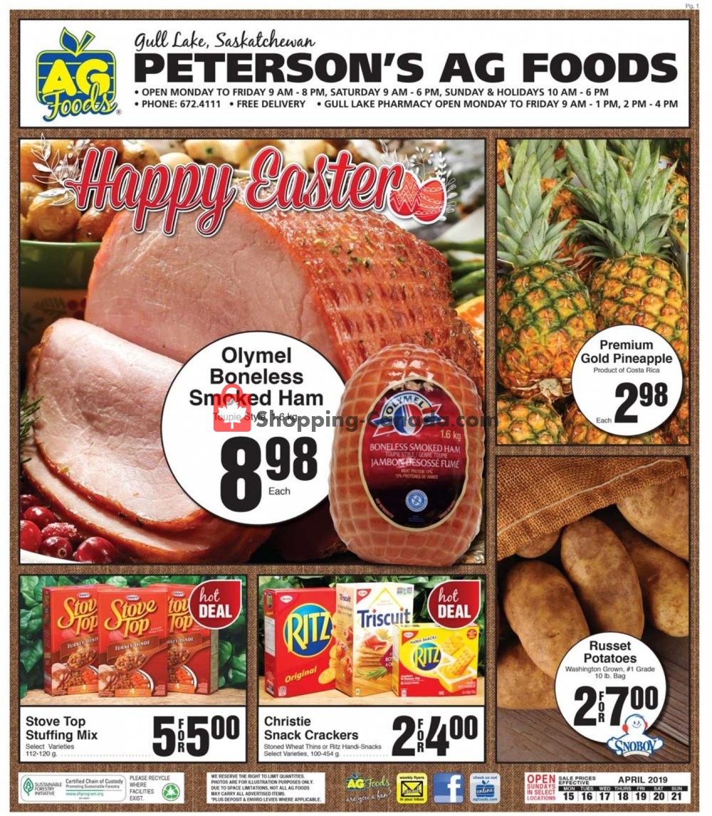 AG Foods flyer from Monday April 15, 2019 to Sunday April 21, 2019 - page 1