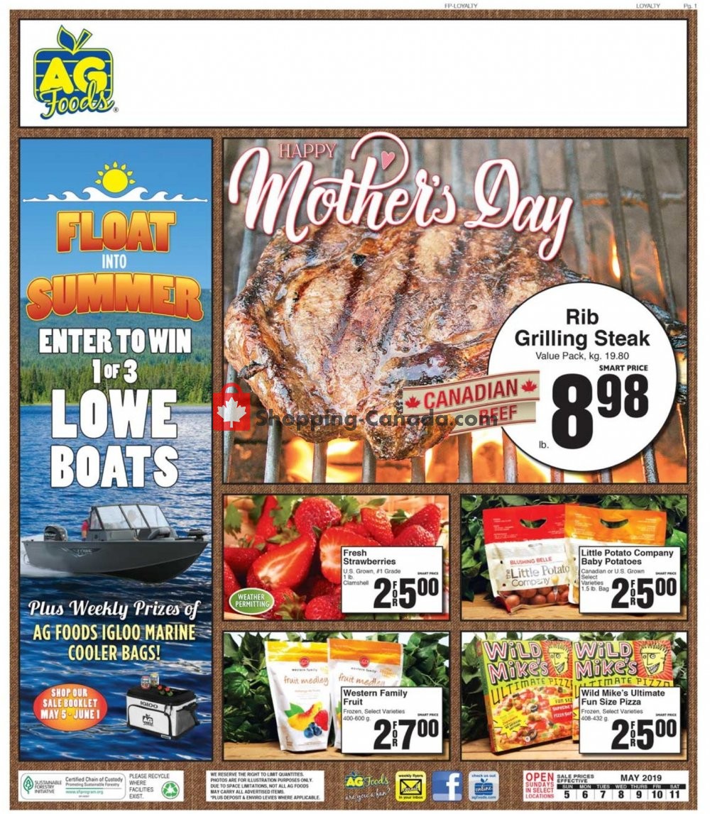 AG Foods flyer from Sunday May 5, 2019 to Saturday May 11, 2019 - page 1