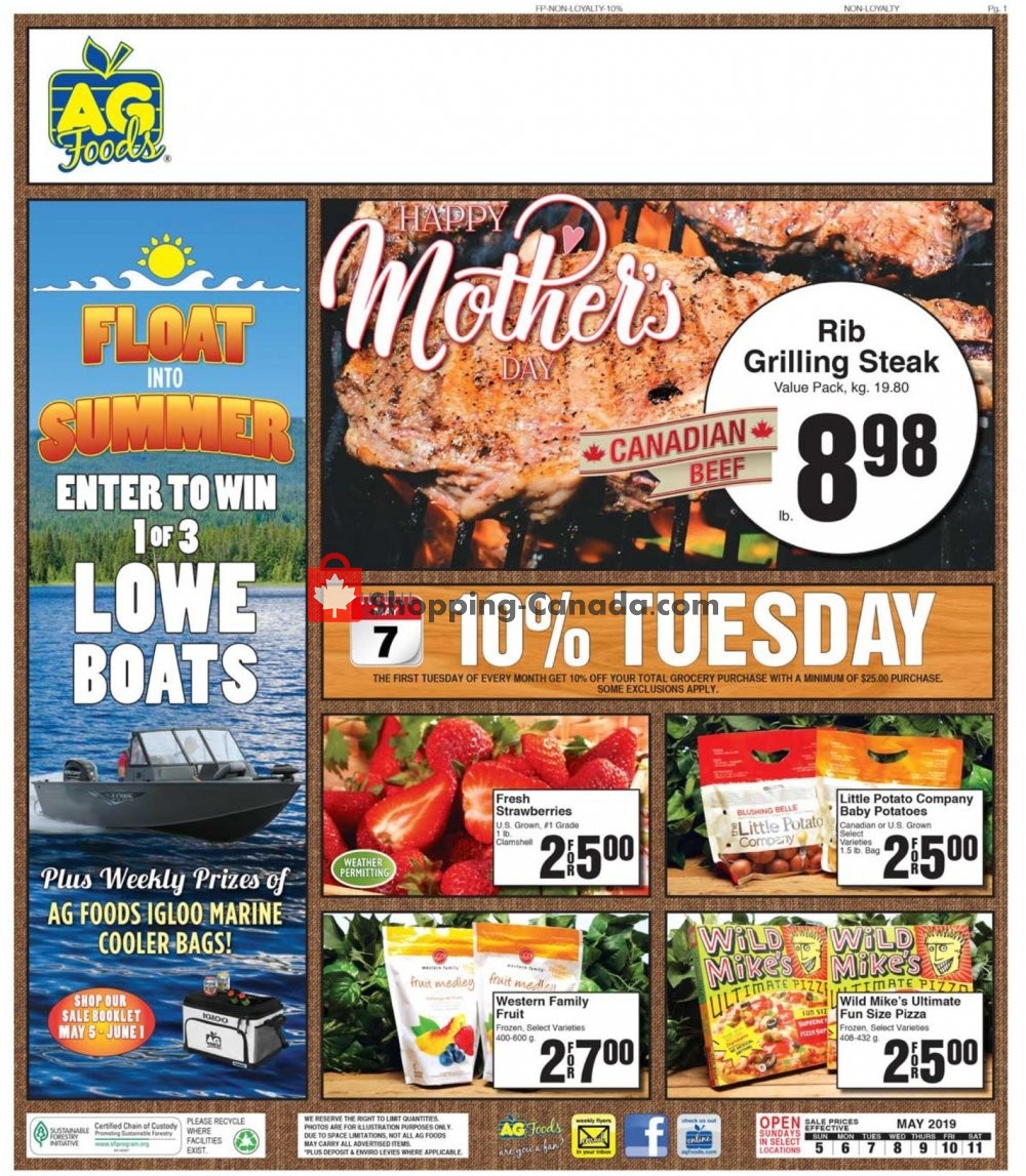 AG Foods flyer from Sunday May 5, 2019 to Saturday May 11, 2019 - page 1