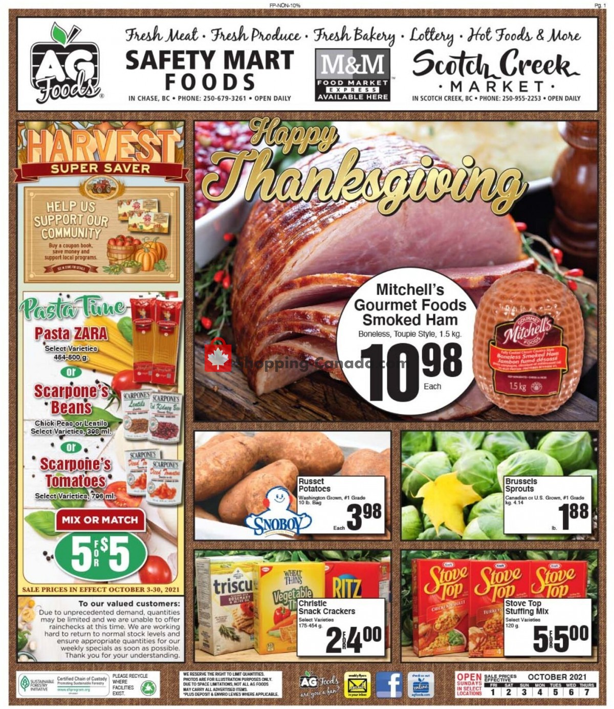 AG Foods flyer from Friday October 1, 2021 to Thursday October 7, 2021 - page 1
