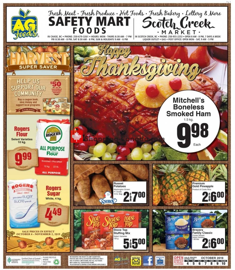 AG Foods flyer from Friday October 4, 2019 to Thursday October 10, 2019 - page 1
