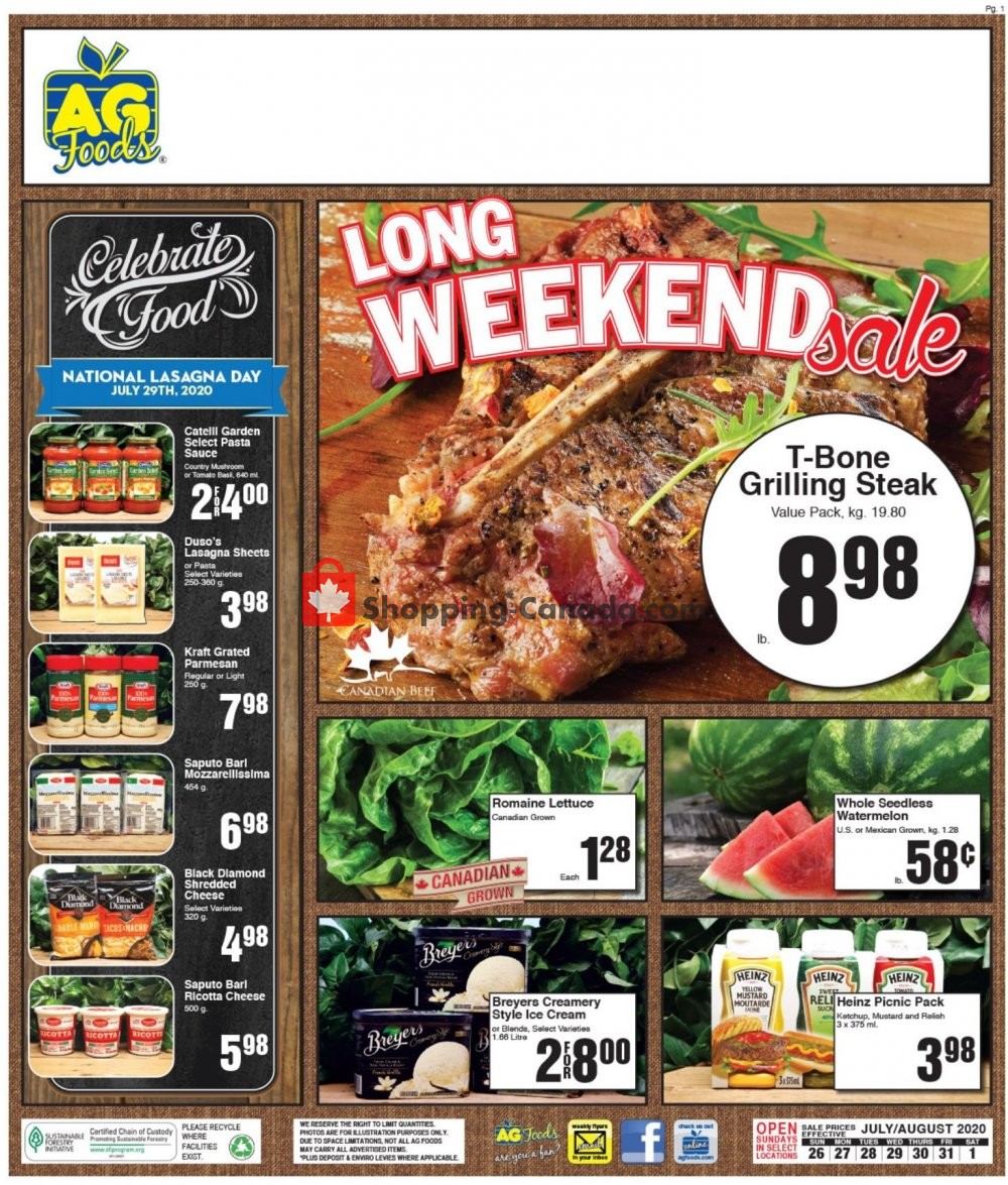 AG Foods flyer from Sunday July 26, 2020 to Saturday August 1, 2020 - page 1