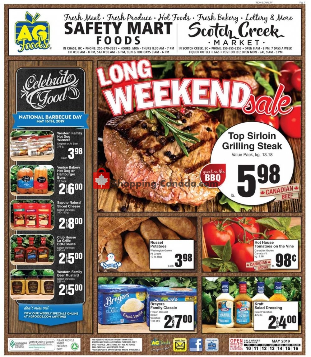 AG Foods flyer from Friday May 10, 2019 to Thursday May 16, 2019 - page 1