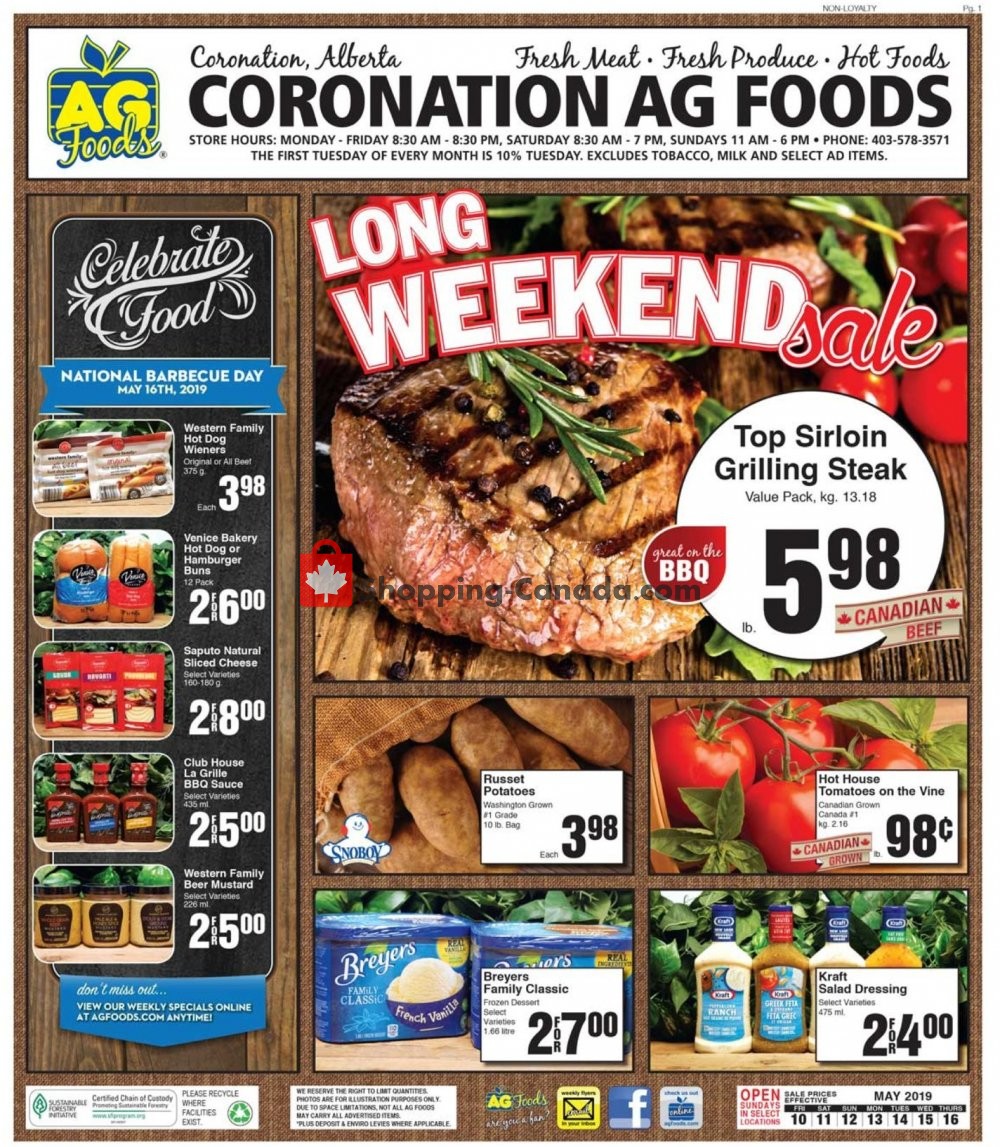 AG Foods flyer from Friday May 10, 2019 to Thursday May 16, 2019 - page 1