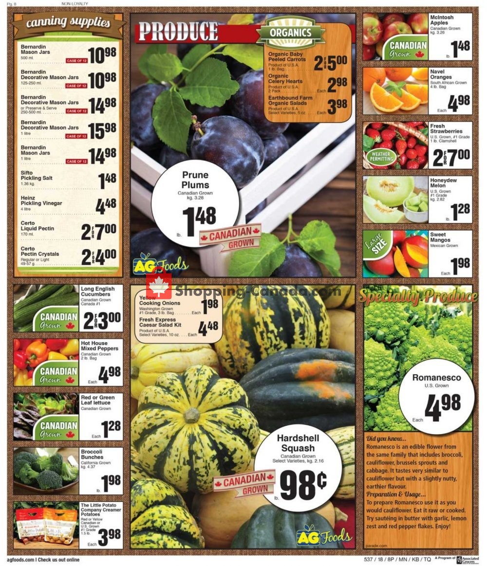 AG Foods Canada, flyer Market Street Vulcan September 10 September