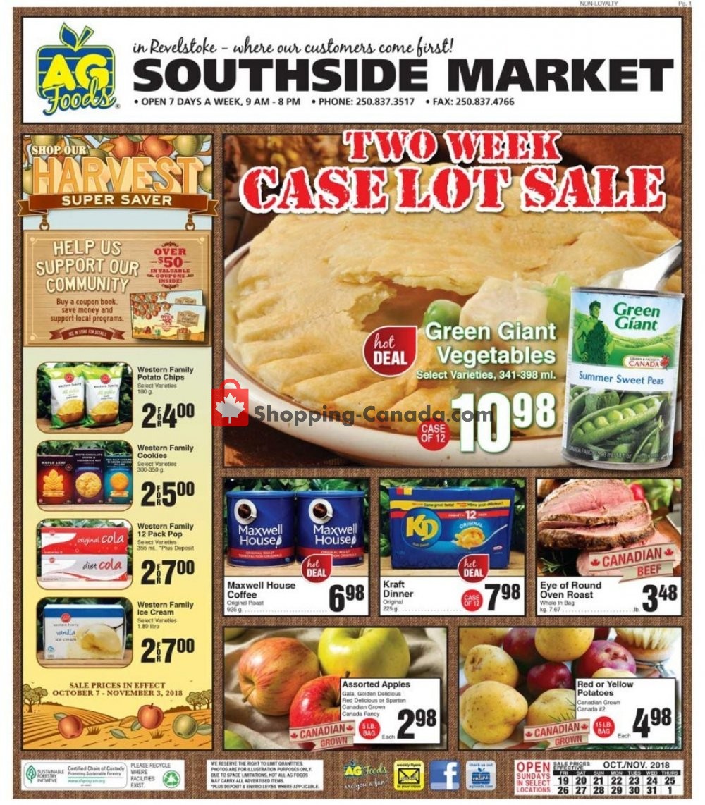AG Foods flyer from Friday October 19, 2018 to Thursday November 1, 2018 - page 1