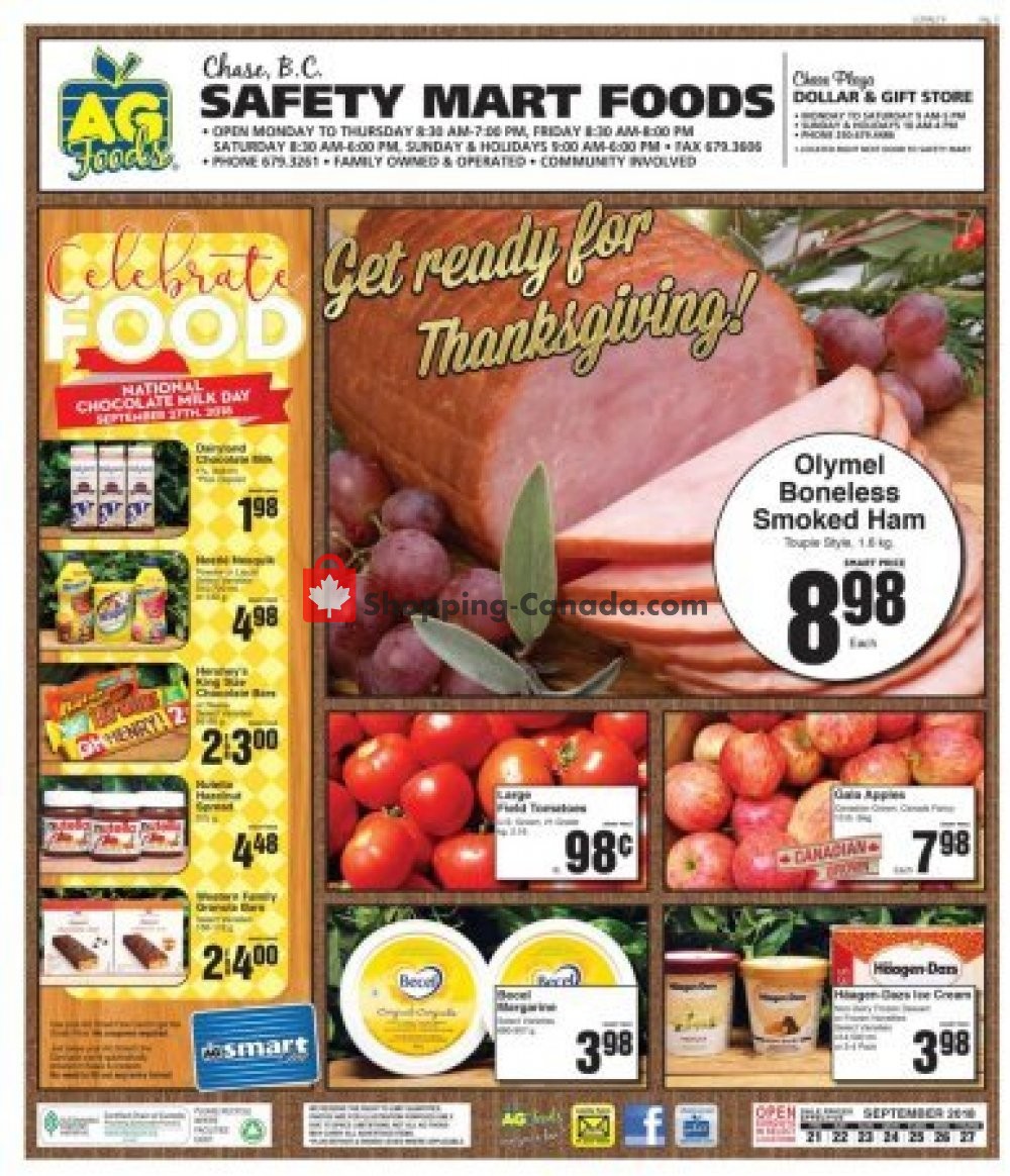 AG Foods flyer from Friday September 21, 2018 to Thursday September 27, 2018 - page 1