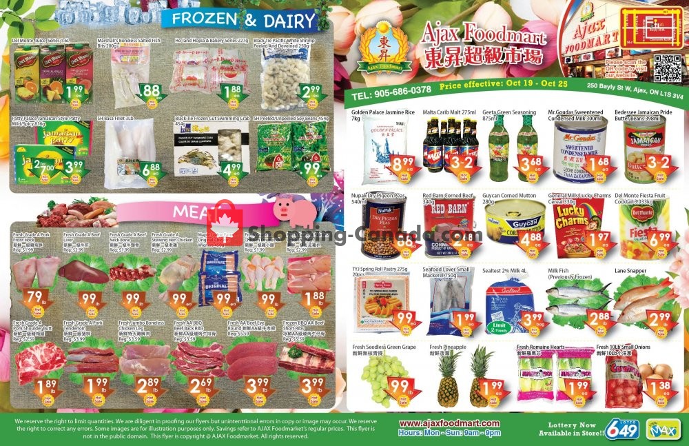 Ajax Foodmart flyer from Friday October 19, 2018 to Thursday October 25, 2018 - page 1