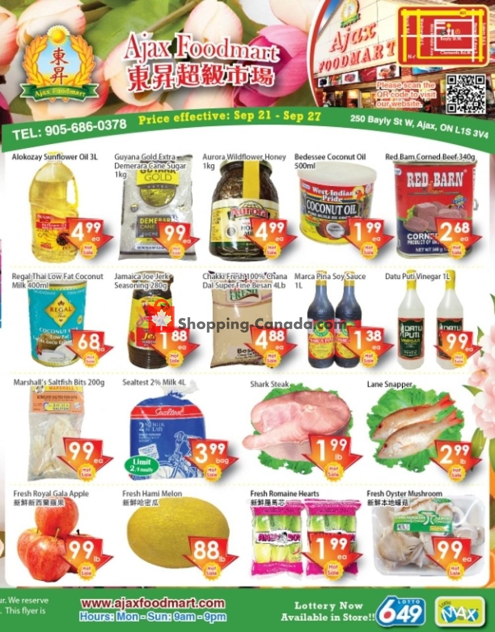 Ajax Foodmart flyer from Friday September 21, 2018 to Thursday September 27, 2018 - page 1