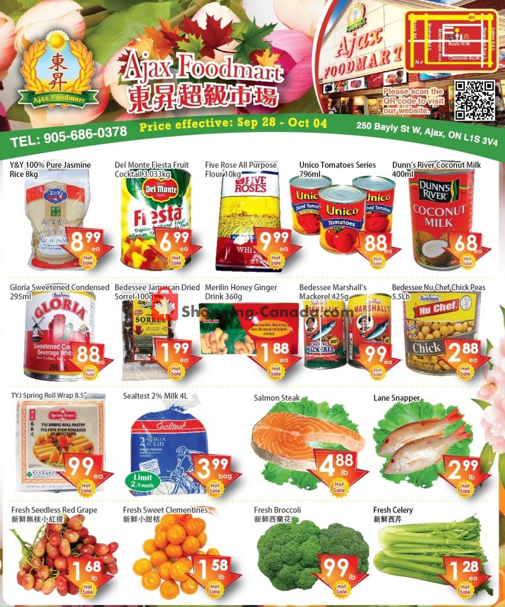 Ajax Foodmart flyer from Friday September 28, 2018 to Thursday October 4, 2018 - page 1