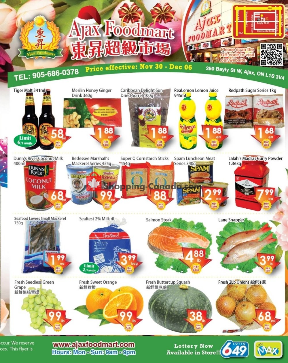Ajax Foodmart flyer from Friday November 30, 2018 to Thursday December 6, 2018 - page 1