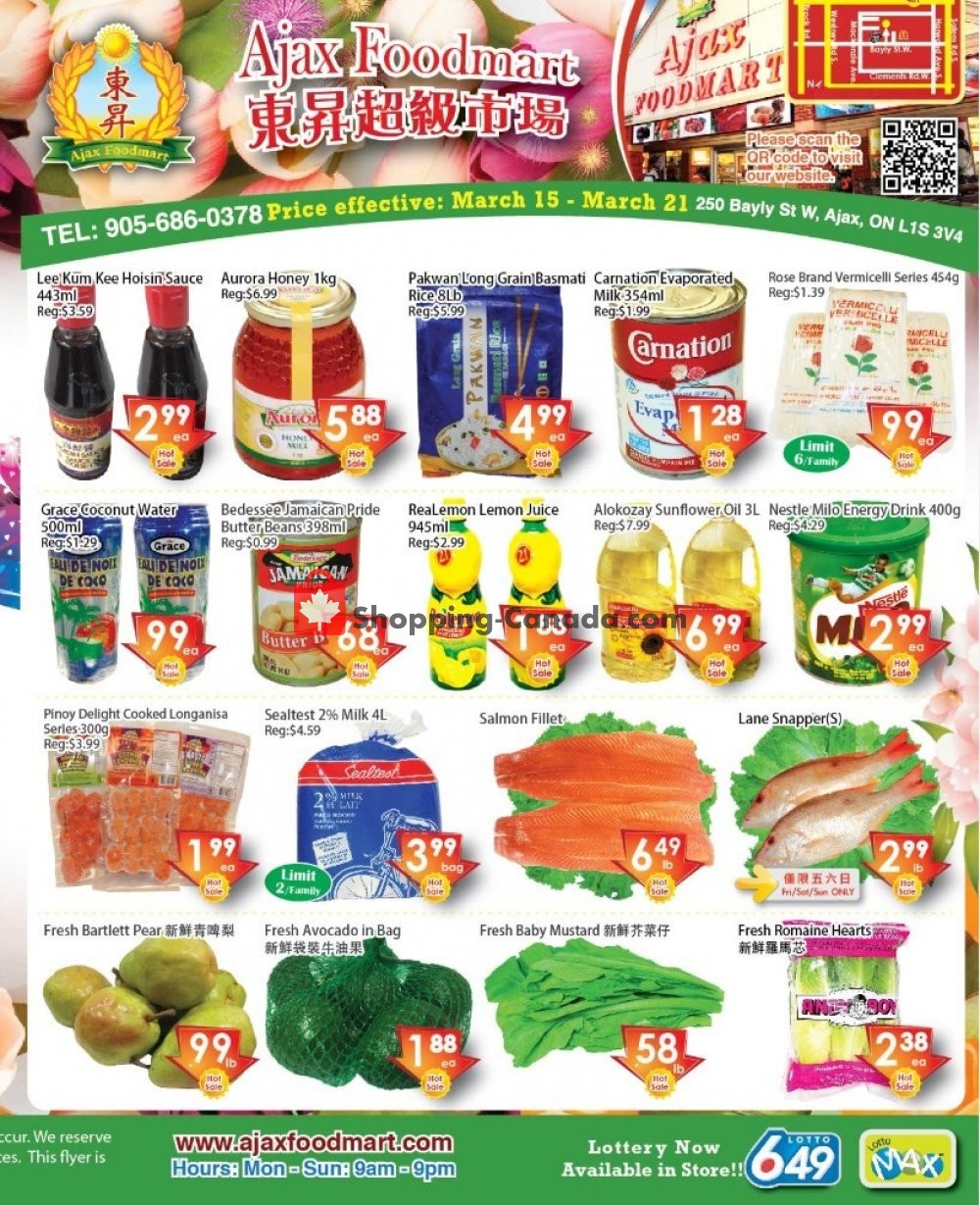 Ajax Foodmart flyer from Friday March 15, 2019 to Thursday March 21, 2019 - page 1