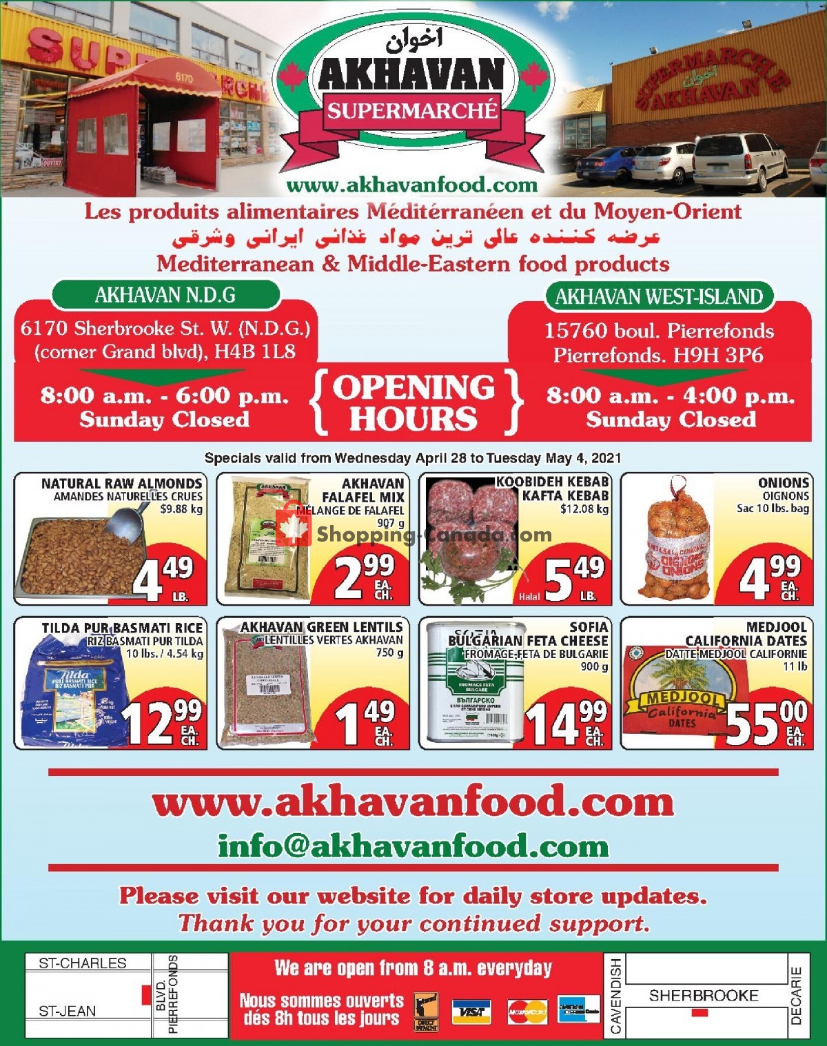 Akhavan Food Supermarche flyer from Wednesday April 28, 2021 to Tuesday May 4, 2021 - page 1