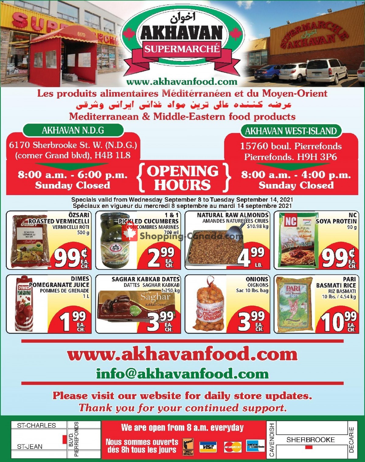 Akhavan Food Supermarche flyer from Wednesday September 8, 2021 to Tuesday September 14, 2021 - page 1