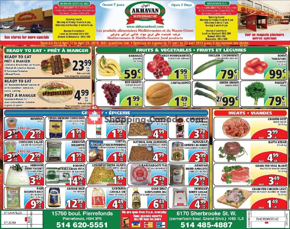 Akhavan Food Supermarche flyer from Wednesday April 17, 2019 to Tuesday April 23, 2019 - page 1