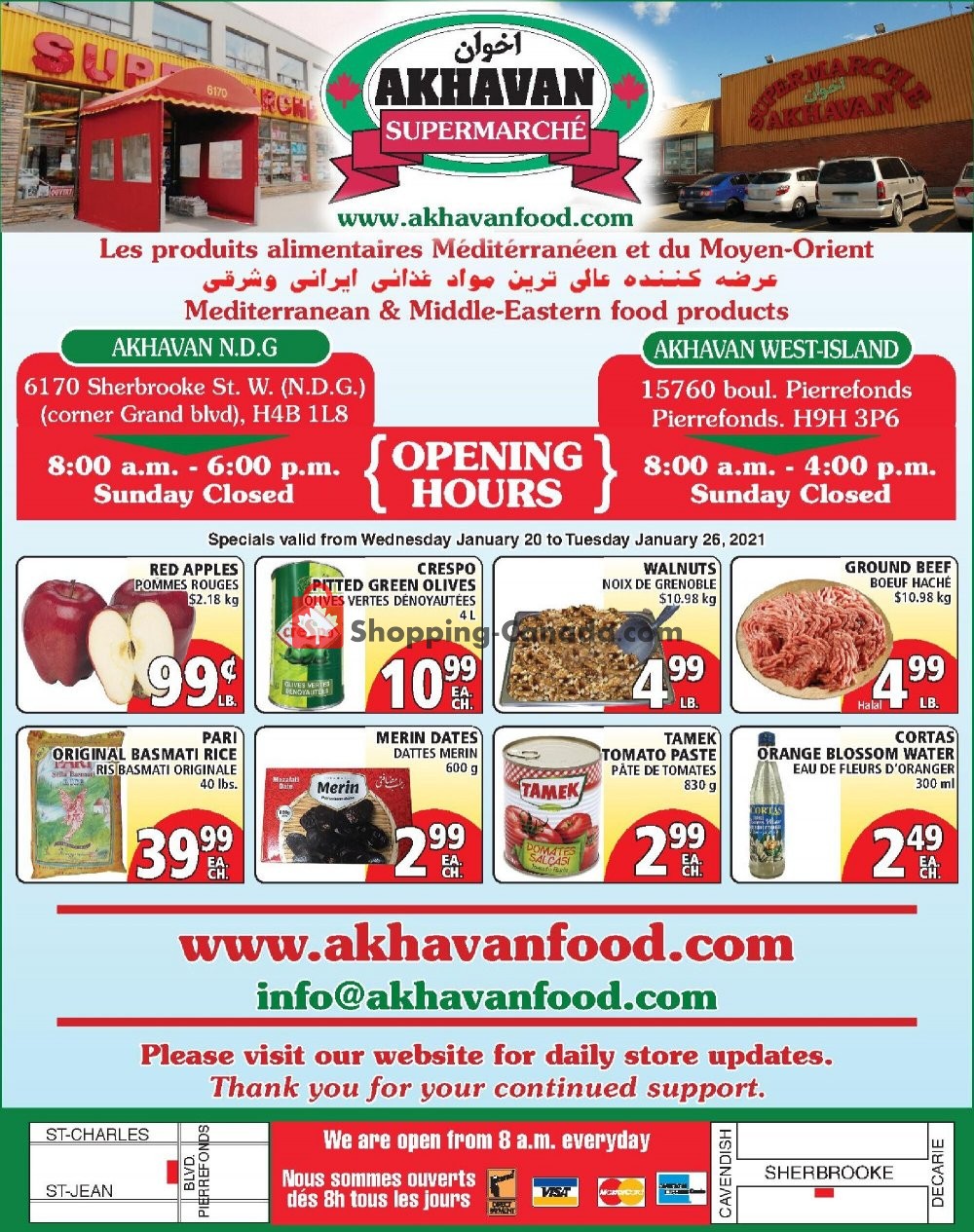 Akhavan Food Supermarche flyer from Wednesday January 20, 2021 to Tuesday January 26, 2021 - page 1