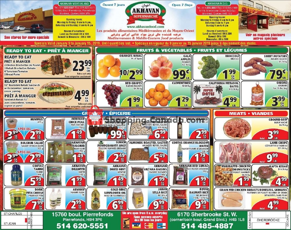 Akhavan Food Supermarche flyer from Wednesday January 9, 2019 to Tuesday January 15, 2019 - page 1